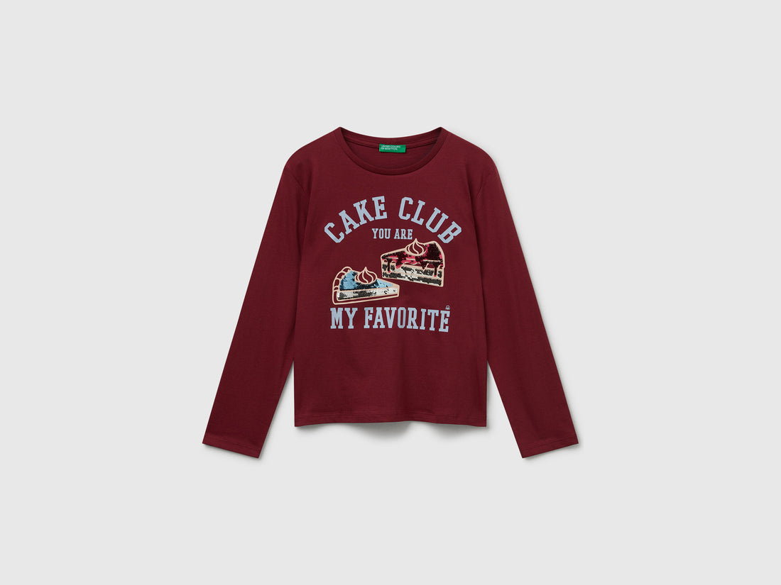 Benetton_Creamy White_Cotton T-Shirt with Sequins_3I1XC10QJ_074_01