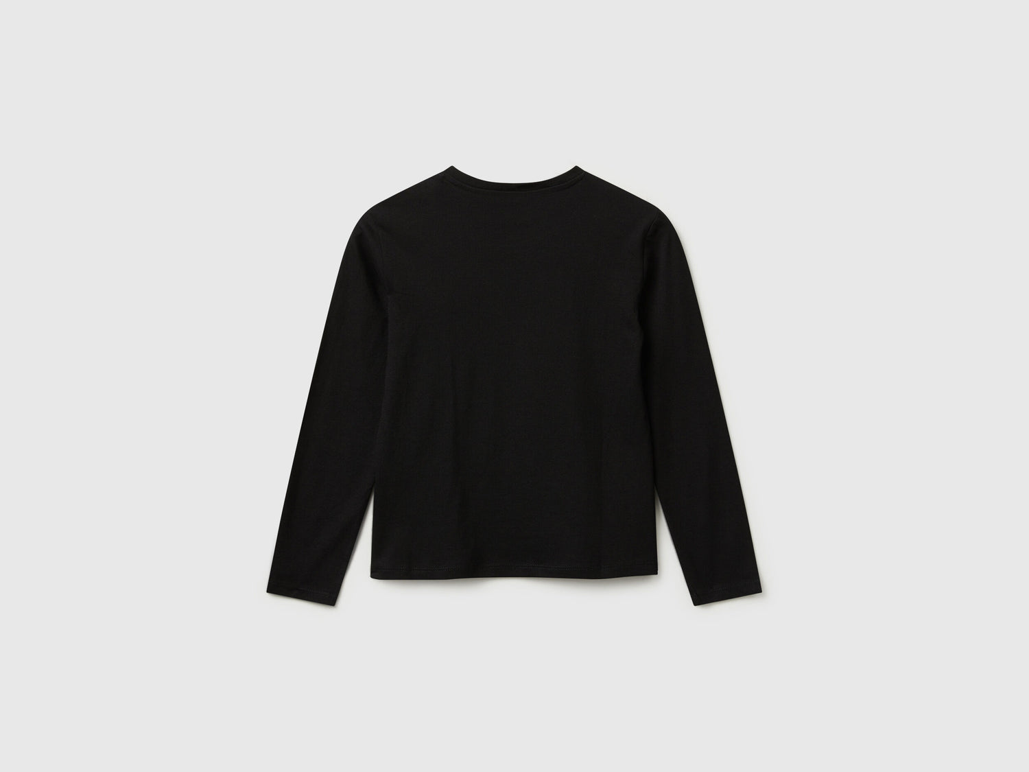 Benetton_Black_Cotton T-Shirt with Sequins_3I1XC10QJ_100_02