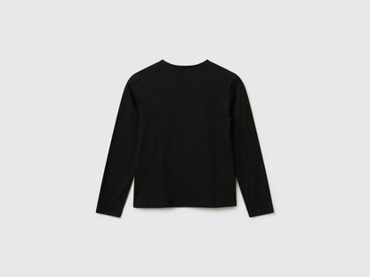 Benetton_Black_Cotton T-Shirt with Sequins_3I1XC10QJ_100_02