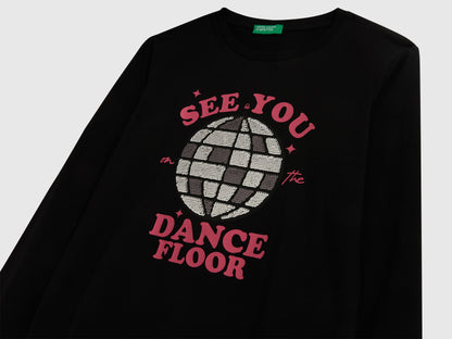 Benetton_Black_Cotton T-Shirt with Sequins_3I1XC10QJ_100_03