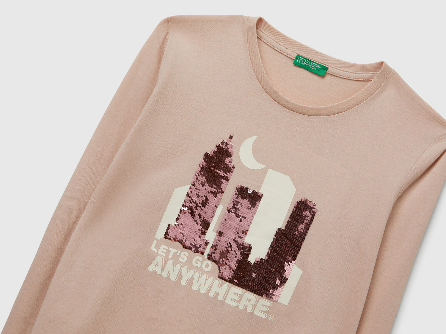 Benetton_Soft Pink_Cotton T-Shirt with Sequins_3I1XC10QJ_12U_03