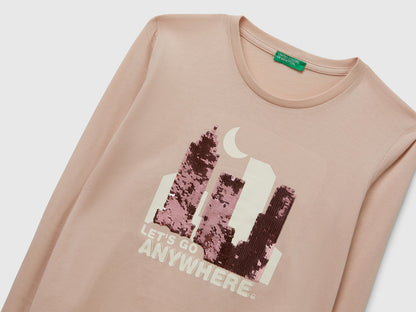 Benetton_Soft Pink_Cotton T-Shirt with Sequins_3I1XC10QJ_12U_03