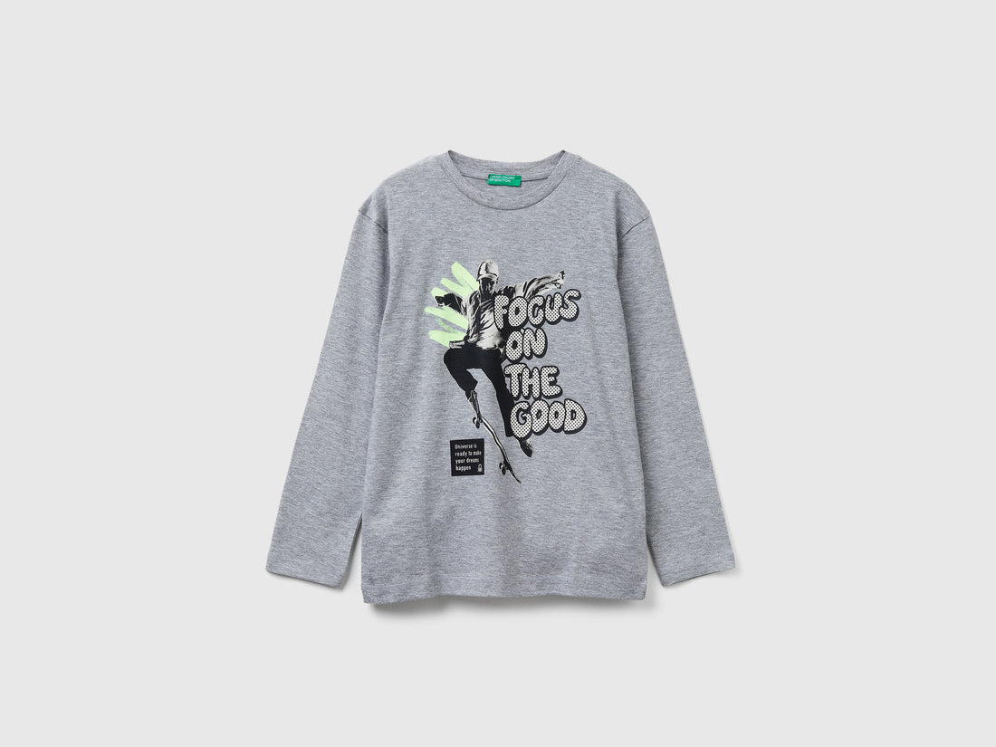 Benetton_Light Gray_T-Shirt with Print_3I1XC10QR_501_01