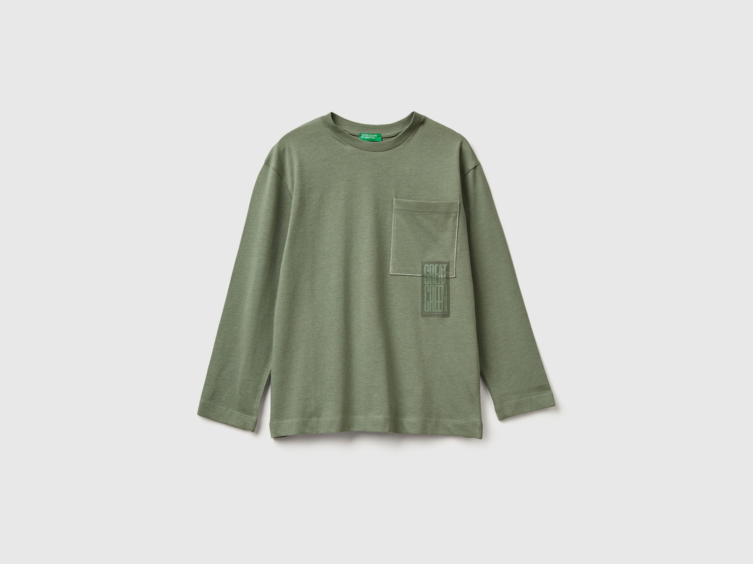 Benetton_Military Green_T-Shirt with Bold Print_3I1XC10QS_075_01