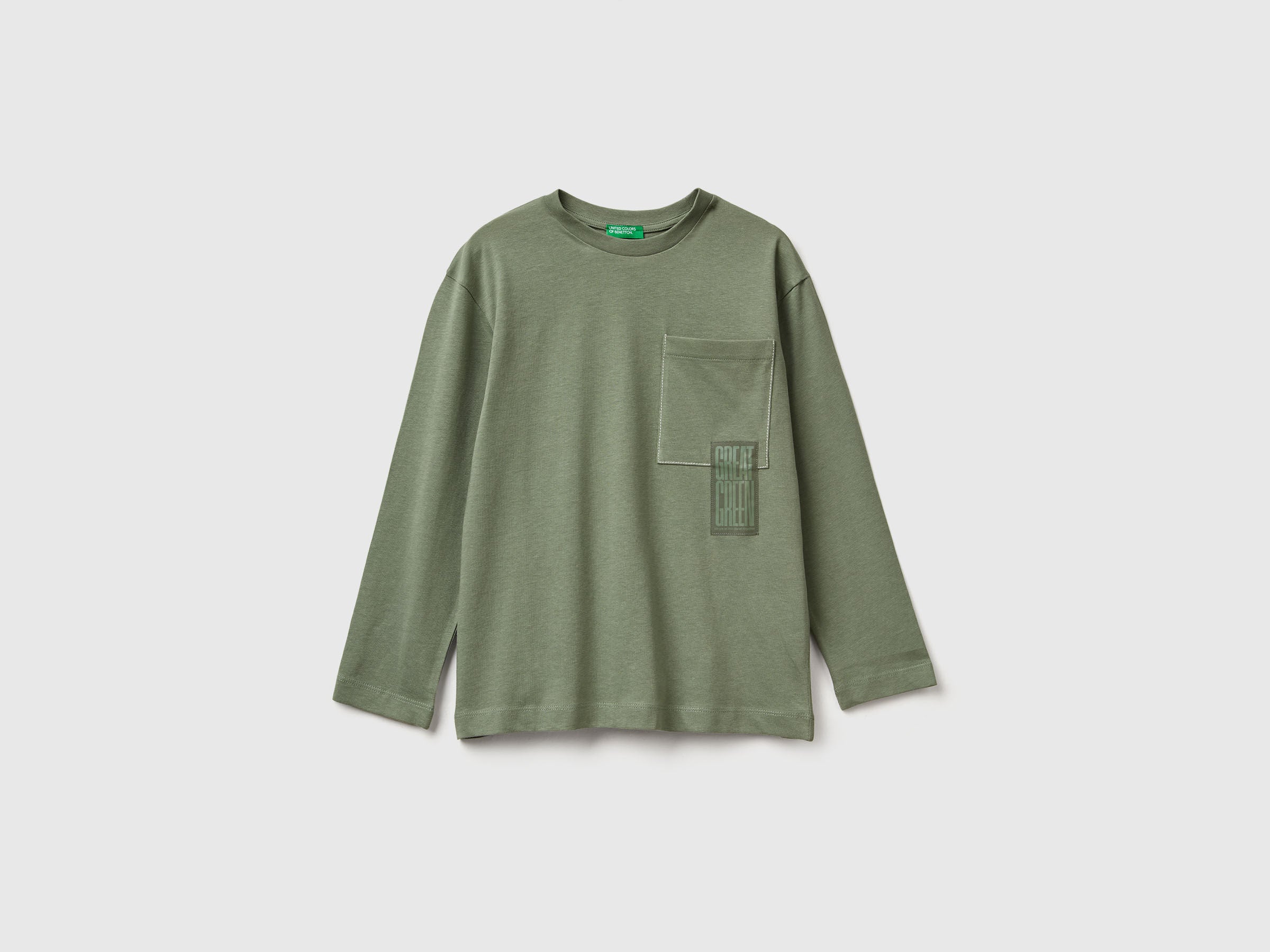 Benetton_Military Green_T-Shirt with Bold Print_3I1XC10QS_075_01