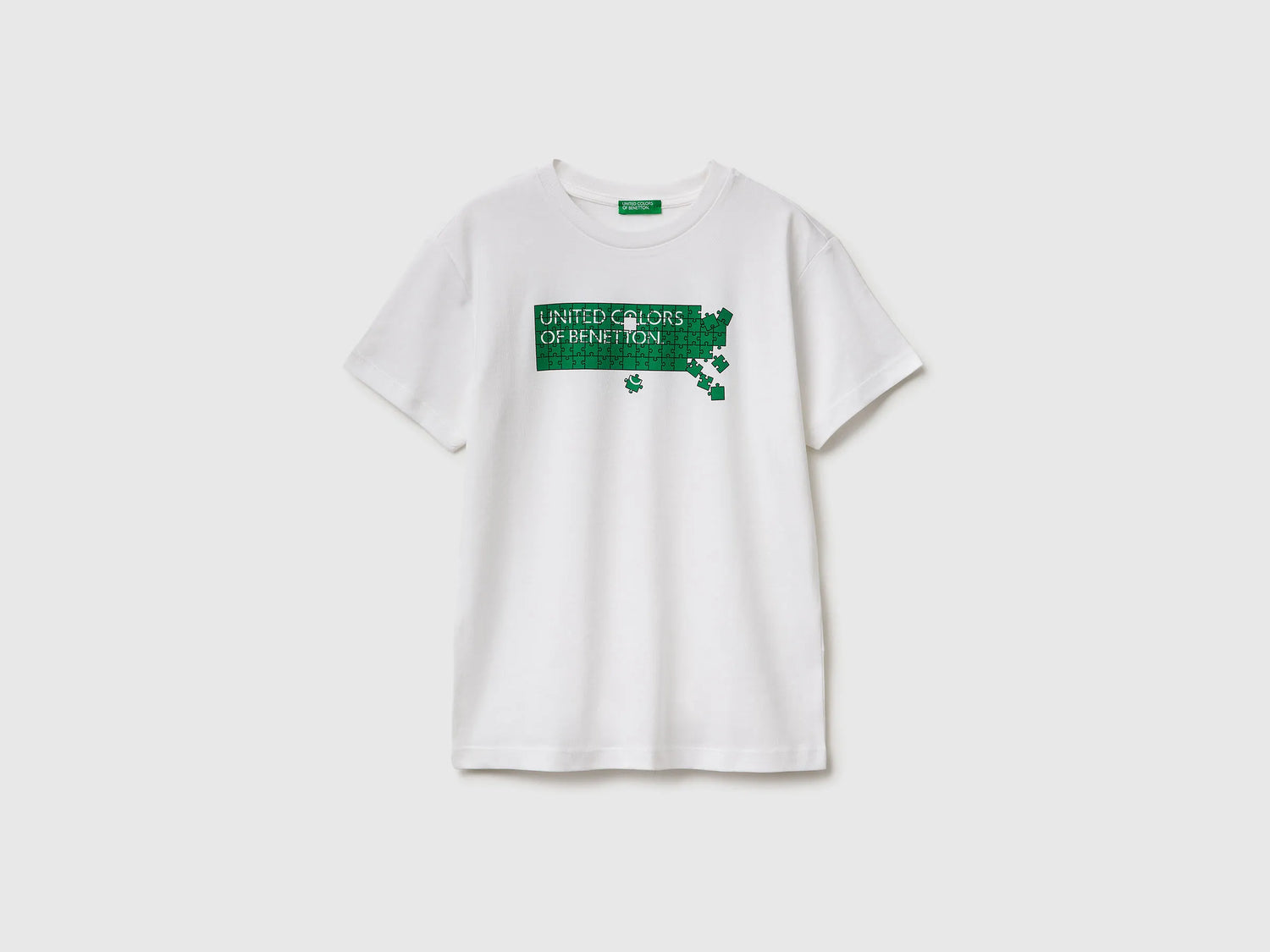 Benetton White Boys T-Shirt with Logo SKU: 3I1XC10S4_101 Image 01