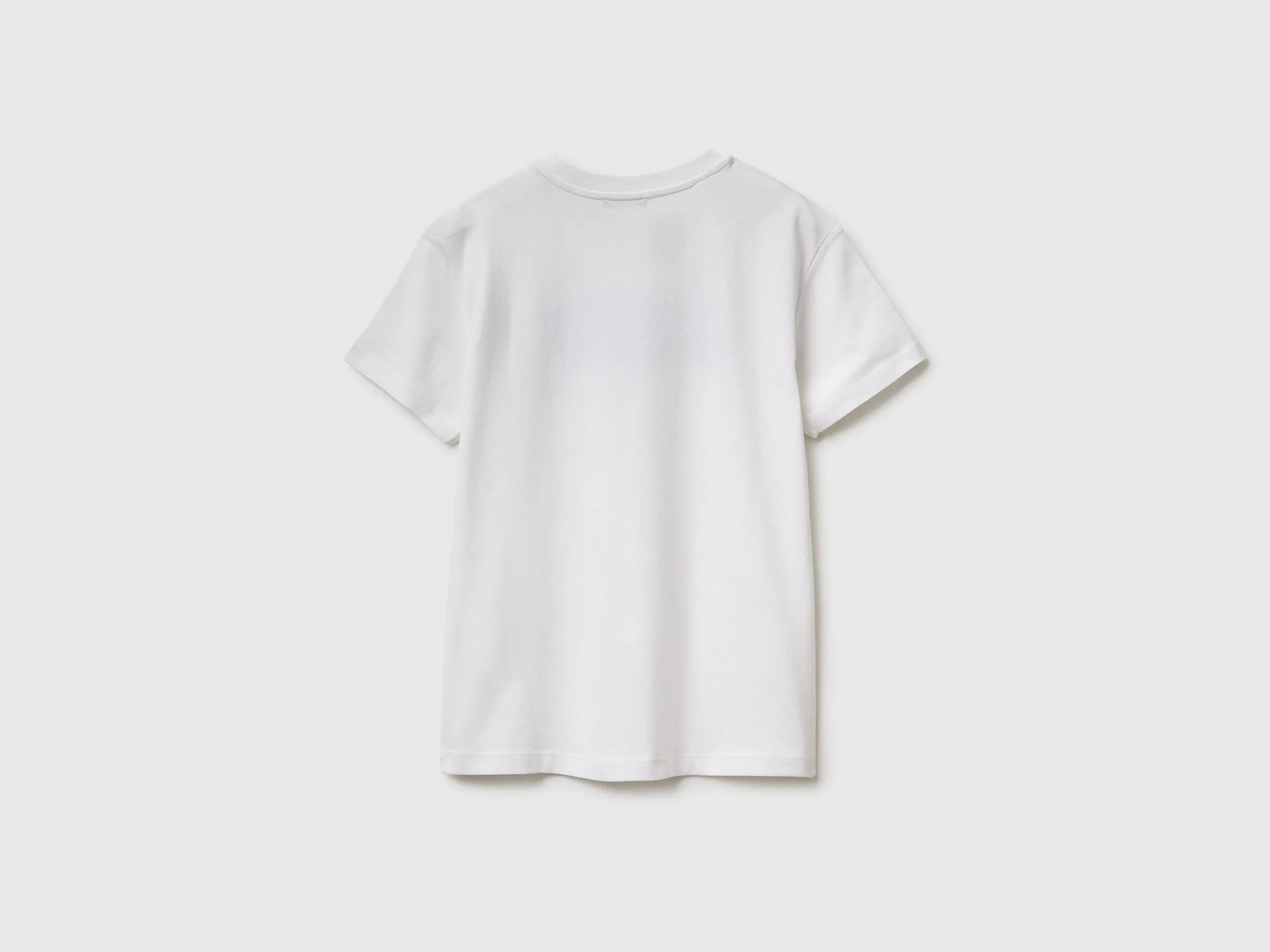 Benetton White Boys T-Shirt with Logo SKU: 3I1XC10S4_101 Image 02