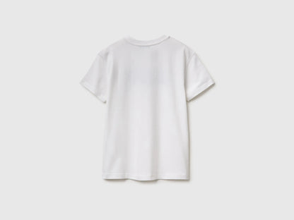Benetton White Boys T-Shirt with Logo SKU: 3I1XC10S4_101 Image 02