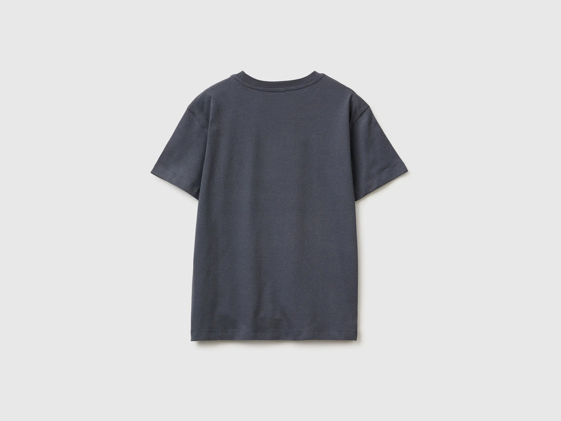 Benetton Dark Gray Boys T-Shirt with Logo SKU: 3I1XC10S4_10N Image 02