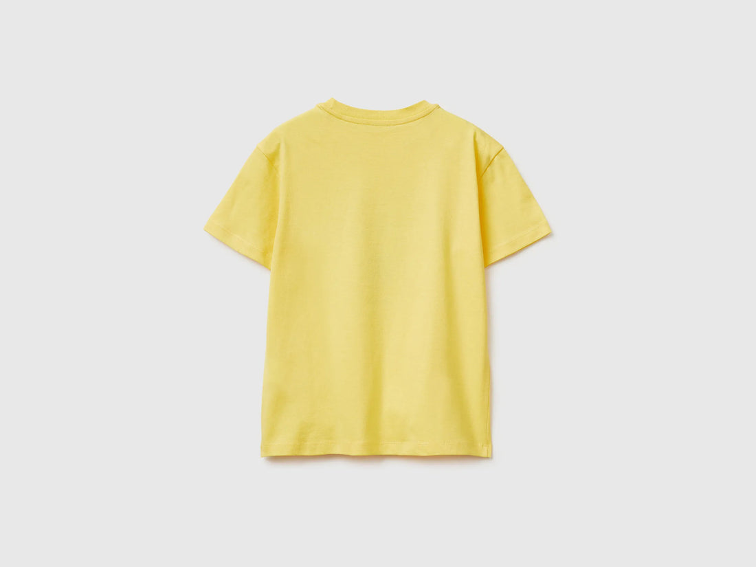 Benetton Yellow Boys T-Shirt with Logo SKU: 3I1XC10S4_1C7 Image 02
