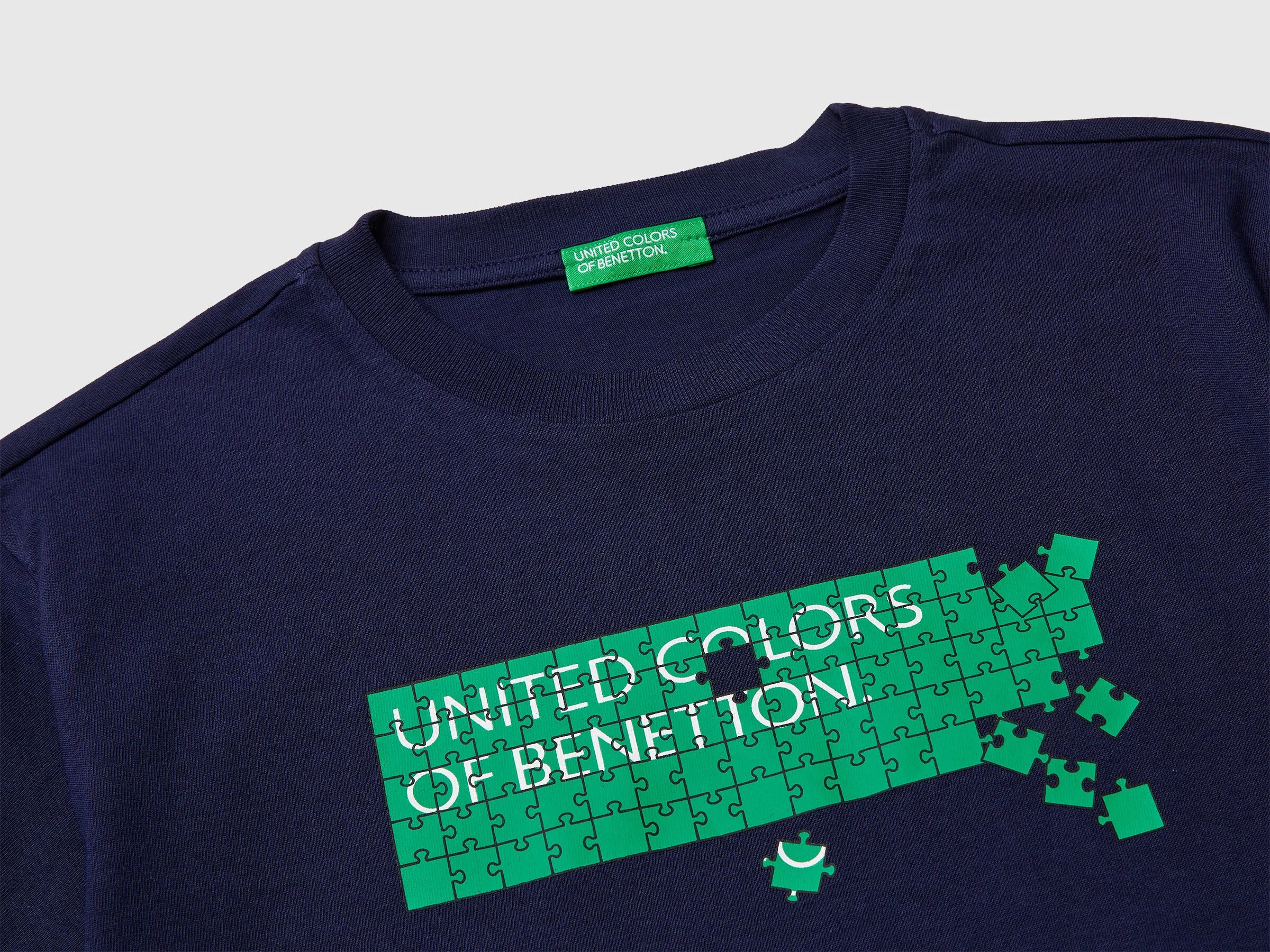 Benetton Dark Blue Boys T-Shirt with Logo SKU: 3I1XC10S4_252 Image 03