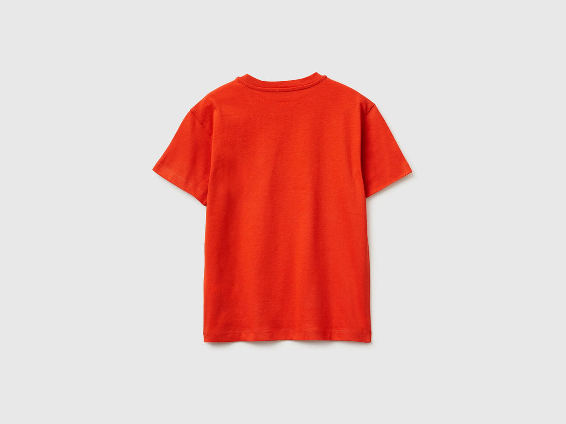 Benetton Red Boys T-Shirt with Logo SKU: 3I1XC10S4_34Y Image 02