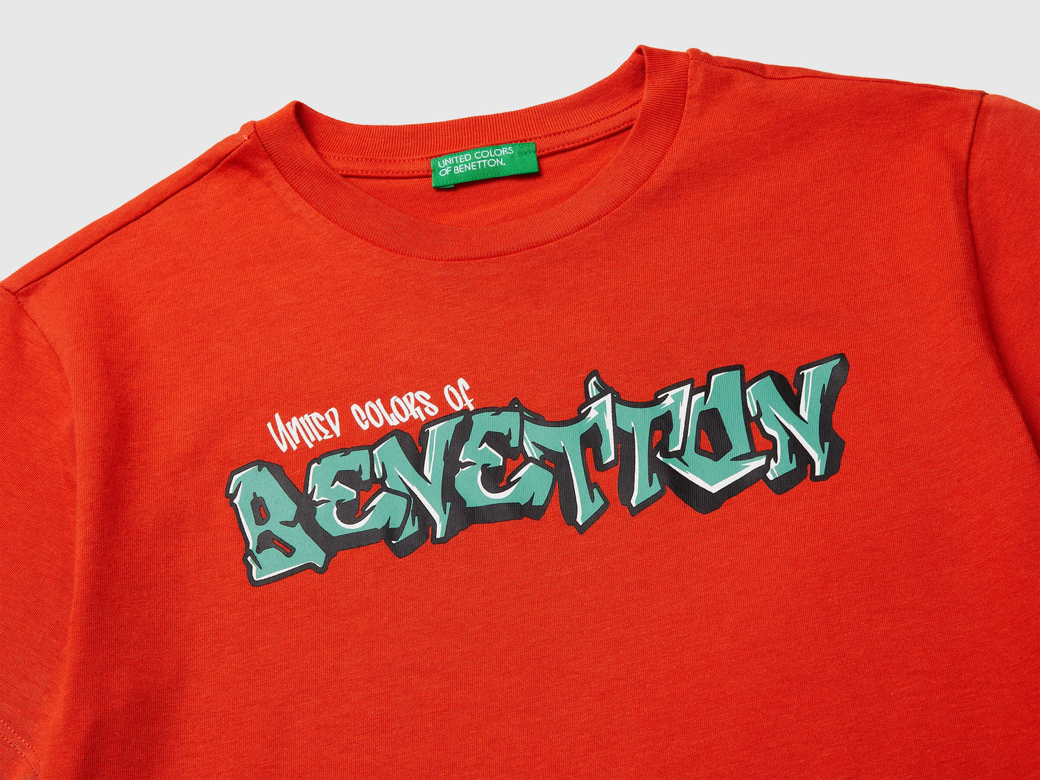 Benetton Red Boys T-Shirt with Logo SKU: 3I1XC10S4_34Y Image 03