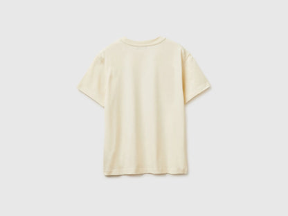 Benetton Creamy White Boys T-Shirt with Logo SKU: 3I1XC10S4_3C9 Image 02