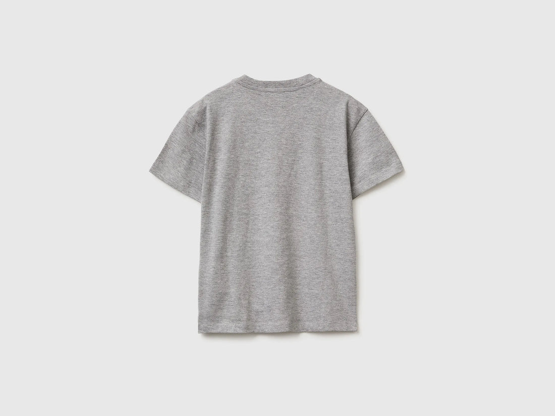 Benetton Light Gray Boys T-Shirt with Logo SKU: 3I1XC10S4_501 Image 02