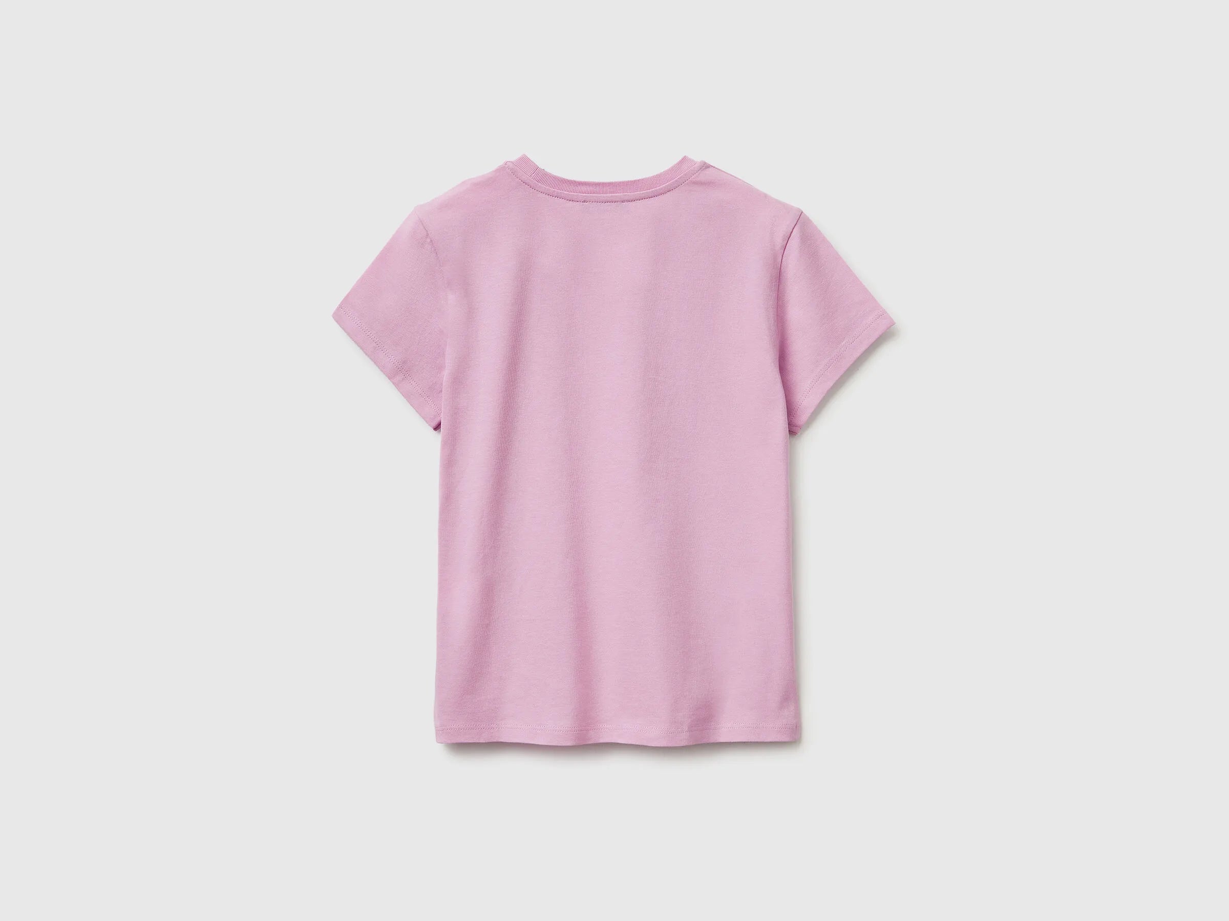 Benetton Lilac Girls T-Shirt with Glitter Print SKU: 3I1XC10S6_00L Image 02