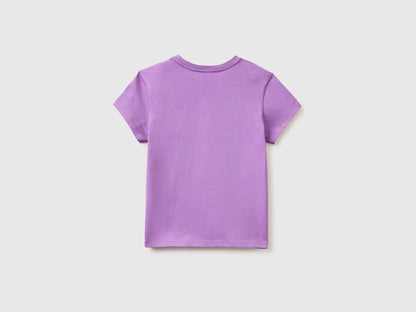 Benetton Violet Girls T-Shirt with Glitter Print SKU: 3I1XC10S6_03L Image 02