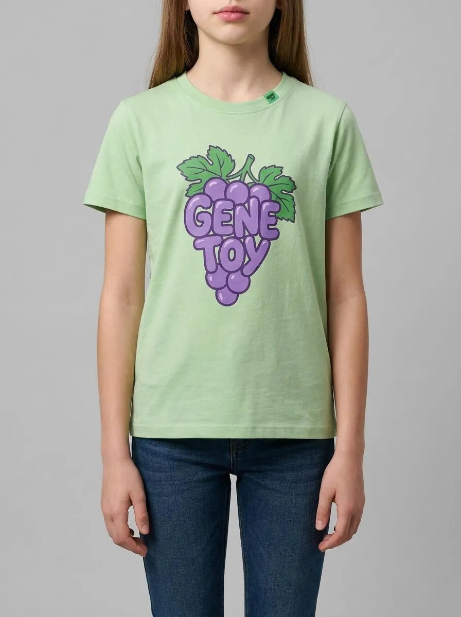 Benetton Yellow Girls T-Shirt with Glitter Print SKU: 3I1XC10S6_0M4 Image 00