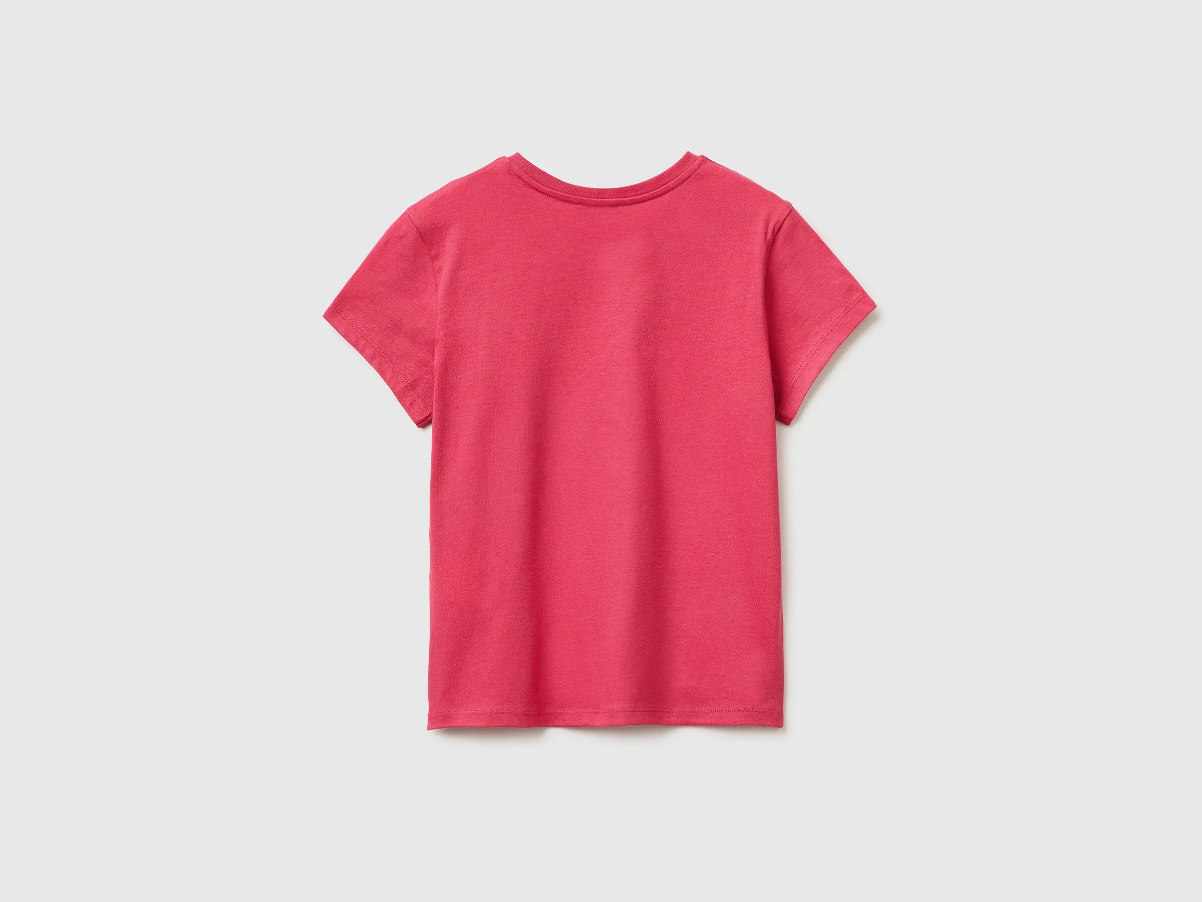 Benetton Plum Girls T-Shirt with Glitter Print SKU: 3I1XC10S6_12E Image 02