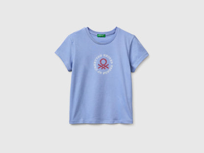 Benetton Lavender Girls T-Shirt with Glitter Print SKU: 3I1XC10S6_13E Image 01
