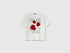 Benetton Creamy White Girls T-Shirt with Print and Sequins SKU: 3I1XC10SF_074 Image 01