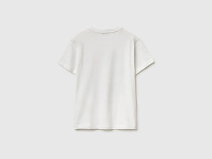 Benetton Creamy White Boys Organic Cotton Printed T-Shirt SKU: 3I1XC10SJ_074 Image 02