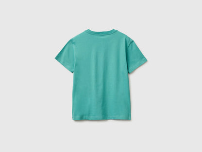 Benetton Light Green Boys Organic Cotton Printed T-Shirt SKU: 3I1XC10SJ_08N Image 02