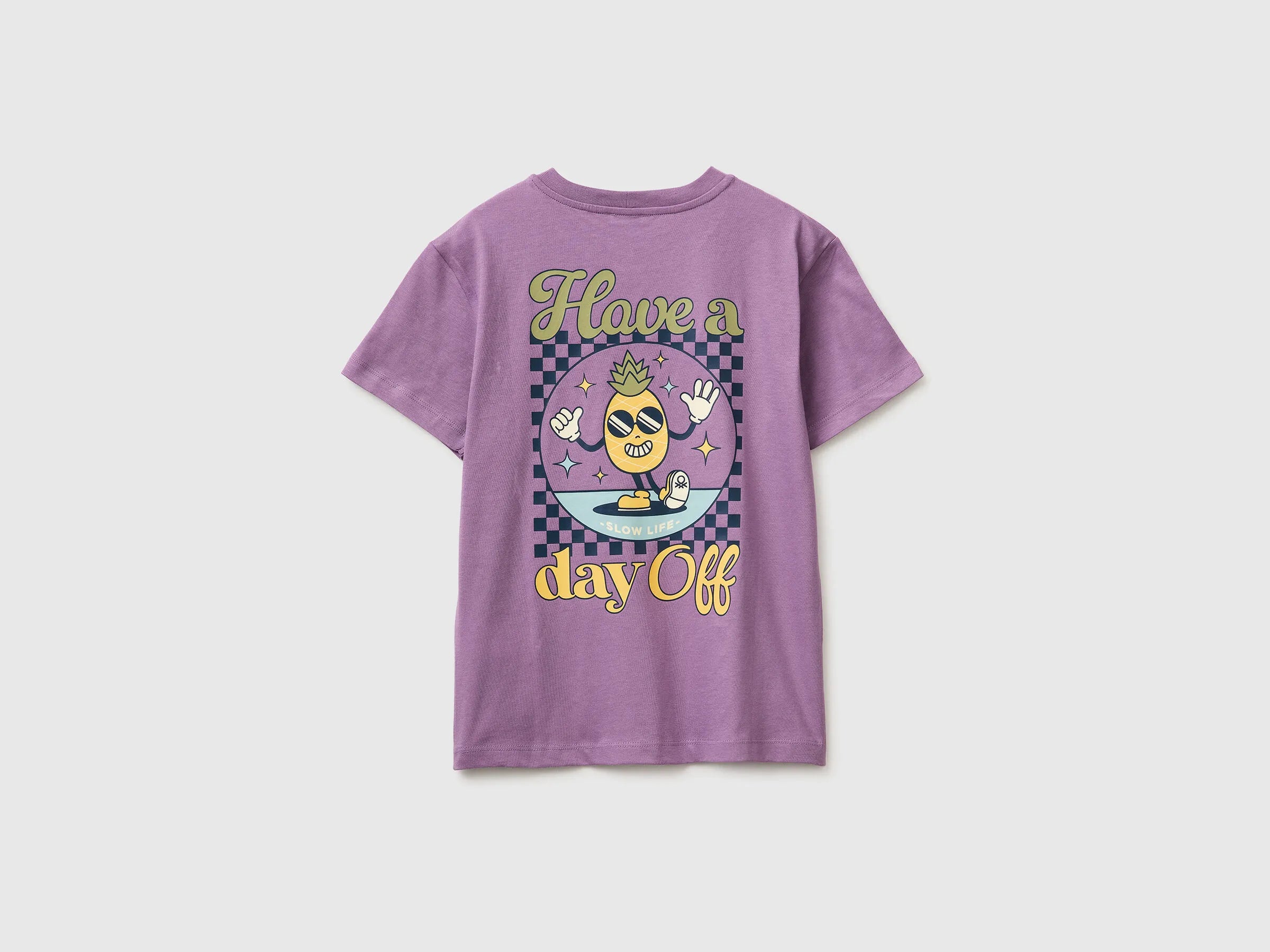 Benetton Violet Boys Organic Cotton Printed T-Shirt SKU: 3I1XC10SJ_0Z1 Image 02