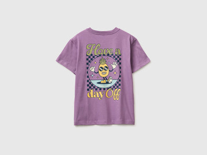 Benetton Violet Boys Organic Cotton Printed T-Shirt SKU: 3I1XC10SJ_0Z1 Image 02