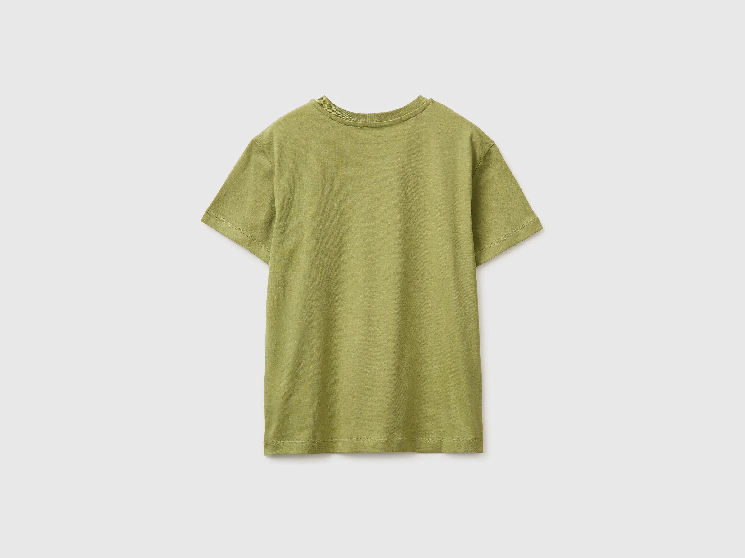 Benetton Military Green Boys Organic Cotton Printed T-Shirt SKU: 3I1XC10SJ_1Q1 Image 02