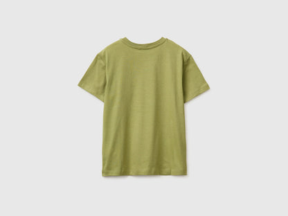 Benetton Military Green Boys Organic Cotton Printed T-Shirt SKU: 3I1XC10SJ_1Q1 Image 02