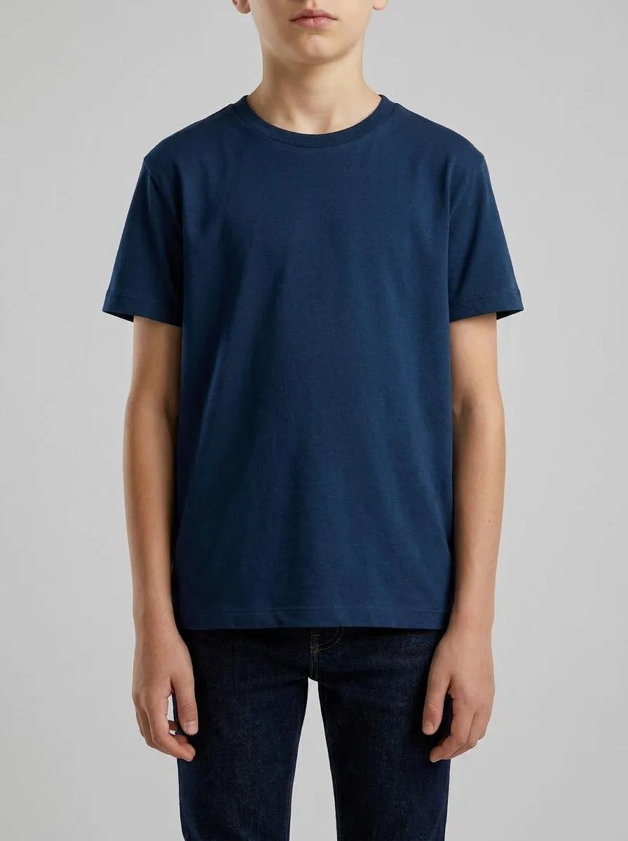 Benetton Dark Blue Boys Organic Cotton Printed T-Shirt SKU: 3I1XC10SJ_37T Image 00