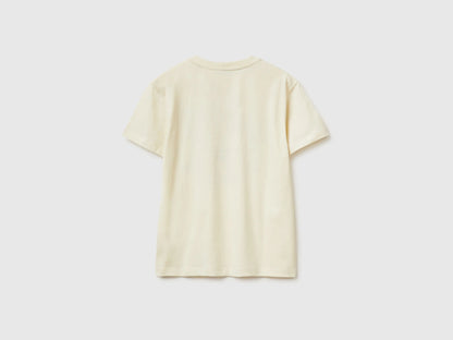 Benetton Creamy White Boys Organic Cotton Printed T-Shirt SKU: 3I1XC10SJ_3C9 Image 02