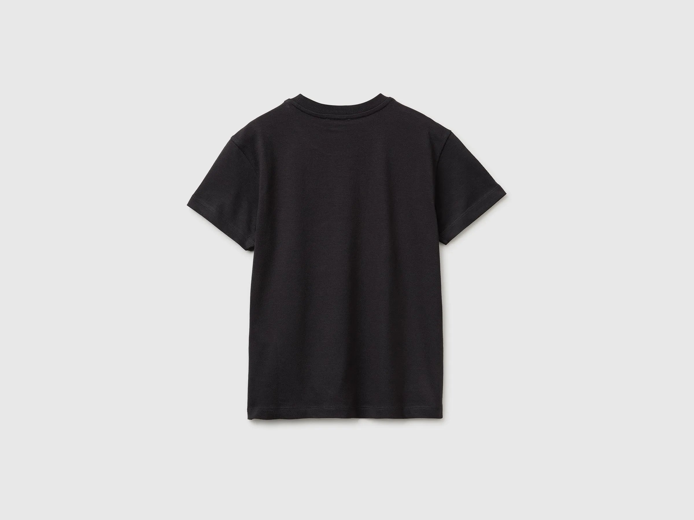 Benetton Dark gray Boys Organic Cotton T-Shirt with Logo Print SKU: 3I1XC10TF_19E Image 02