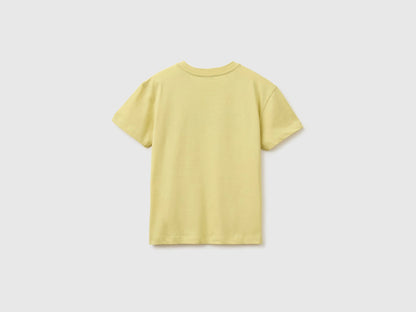 Benetton Yellow Boys Organic Cotton T-Shirt with Logo Print SKU: 3I1XC10TF_228 Image 02