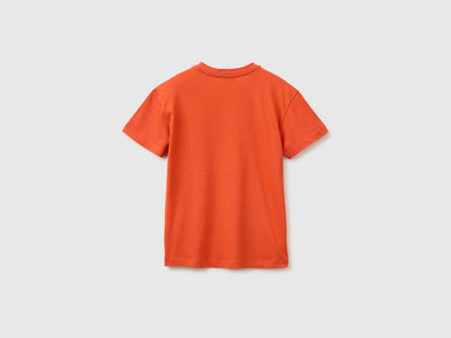 Benetton Red Boys Organic Cotton T-Shirt with Logo Print SKU: 3I1XC10TF_34Y Image 02