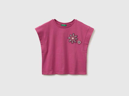 Benetton Pink Girls Sleeveless T-Shirt with Embroidery SKU: 3I1XC10TH_01T Image 01