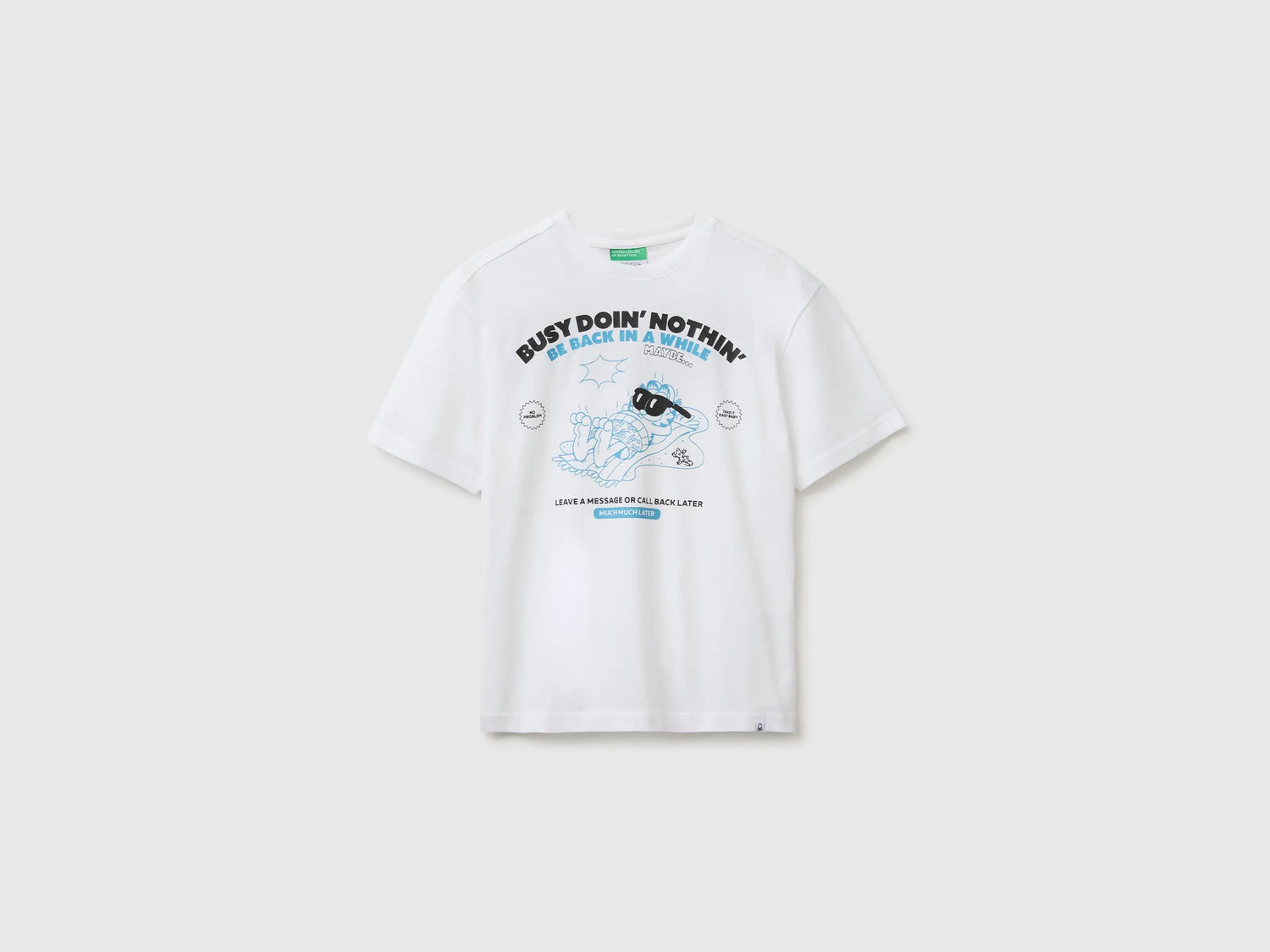 Benetton White Boys Garfield T-Shirt SKU: 3I1XC10TK_101 Image 01