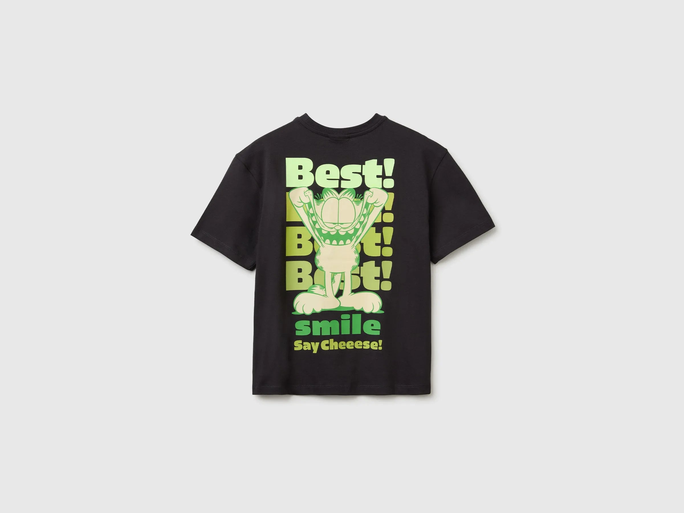 Benetton Black Boys Garfield T-Shirt SKU: 3I1XC10TK_19E Image 02