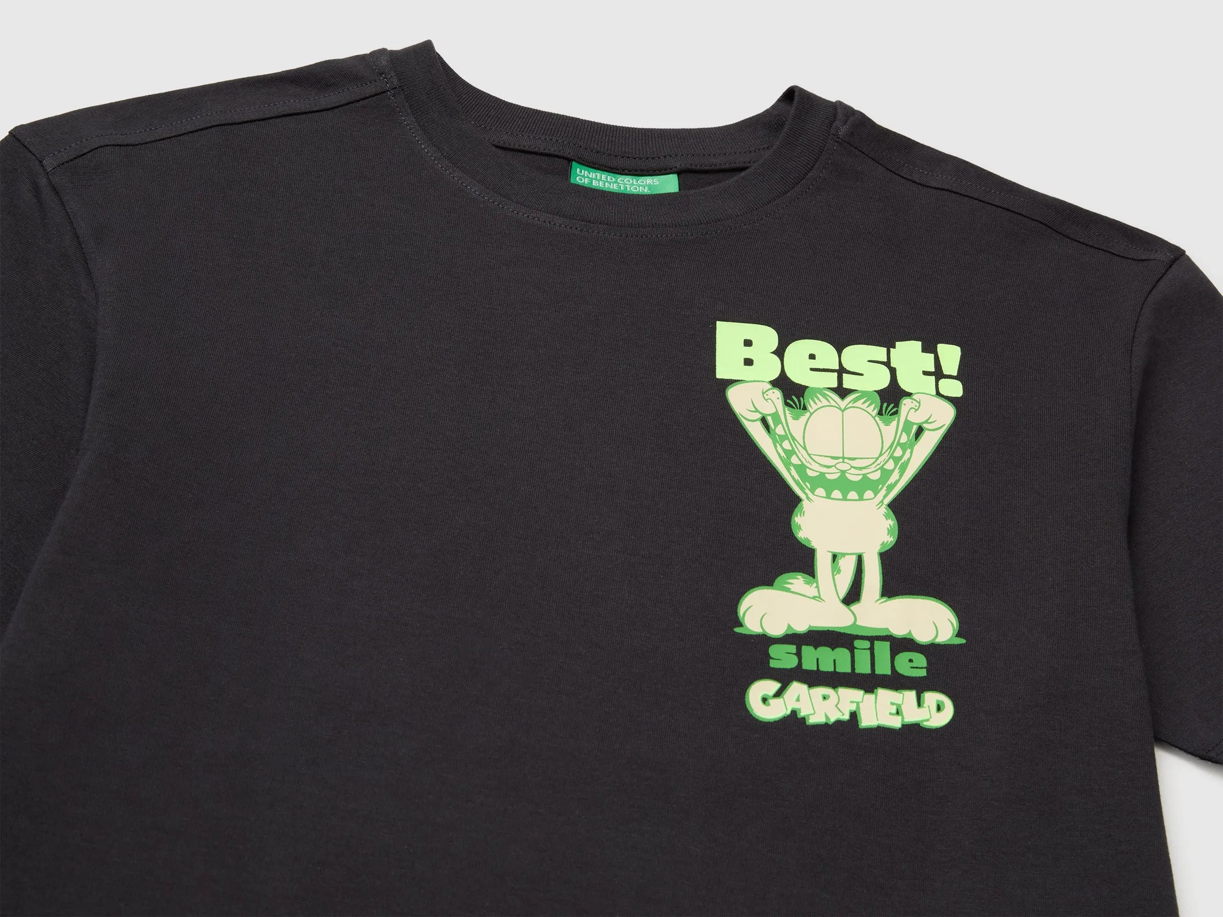 Benetton Black Boys Garfield T-Shirt SKU: 3I1XC10TK_19E Image 03