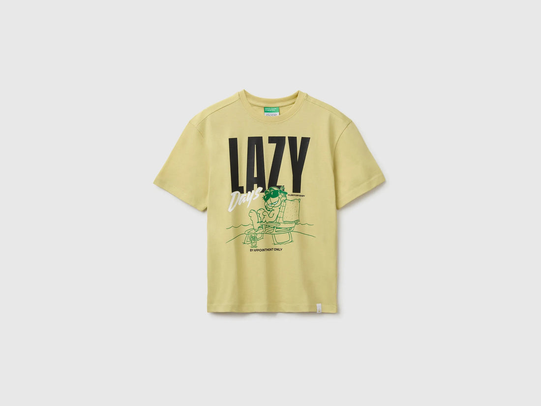 Benetton Yellow Boys Garfield T-Shirt SKU: 3I1XC10TK_228 Image 01