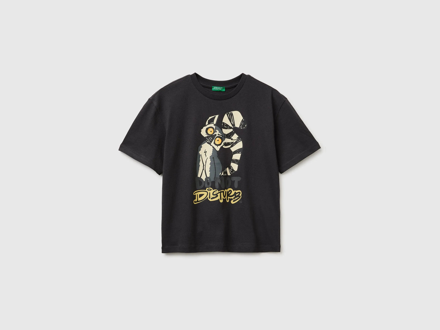 Benetton Dark gray Boys Short-Sleeved T-Shirt with Print SKU: 3I1XC10TV_19E Image 01