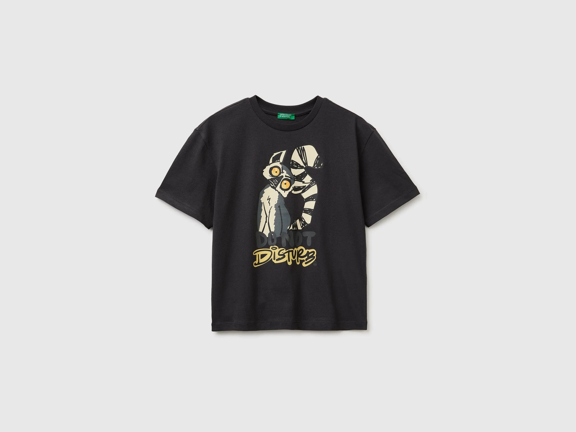 Benetton Dark gray Boys Short-Sleeved T-Shirt with Print SKU: 3I1XC10TV_19E Image 01