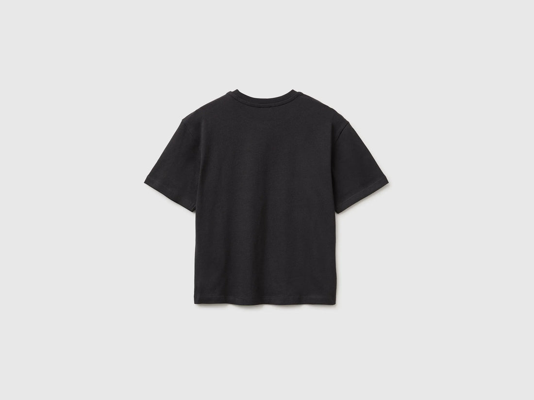 Benetton Dark gray Boys Short-Sleeved T-Shirt with Print SKU: 3I1XC10TV_19E Image 02
