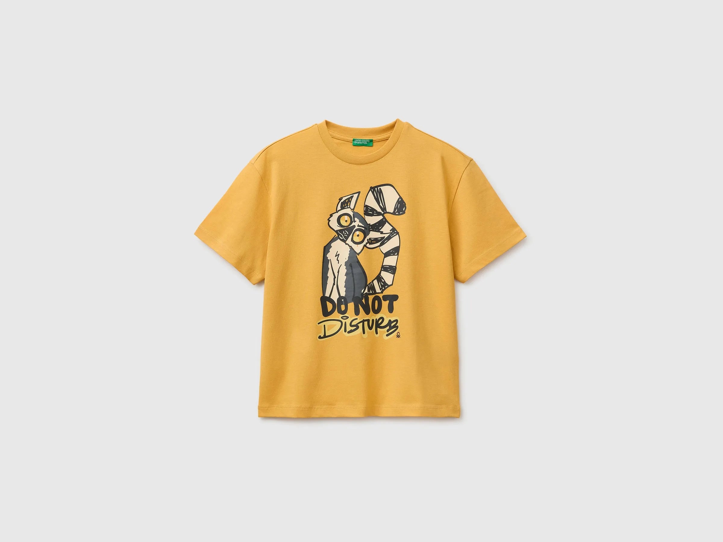 Benetton Yellow Boys Short-Sleeved T-Shirt with Print SKU: 3I1XC10TV_315 Image 01
