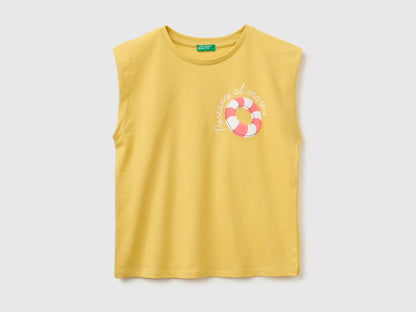 Benetton Yellow Girls T-Shirt with a Puffy Effect SKU: 3I1XC10TX_22R Image 01