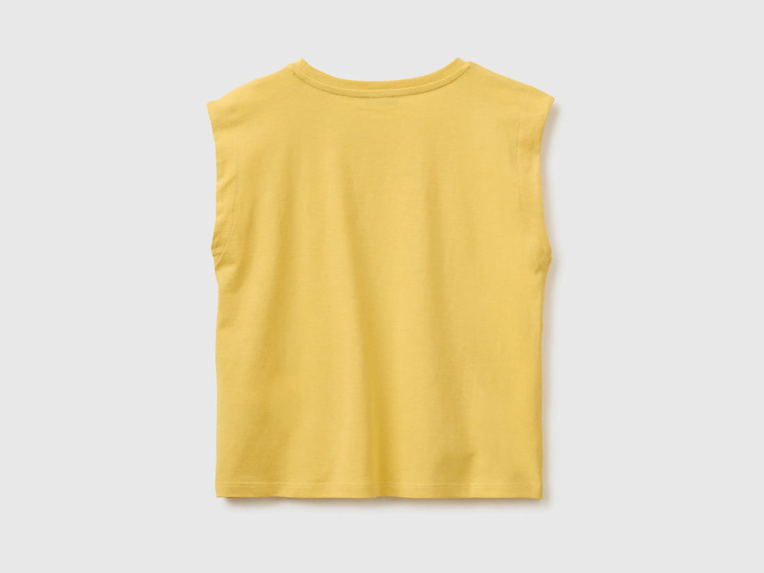 Benetton Yellow Girls T-Shirt with a Puffy Effect SKU: 3I1XC10TX_22R Image 02