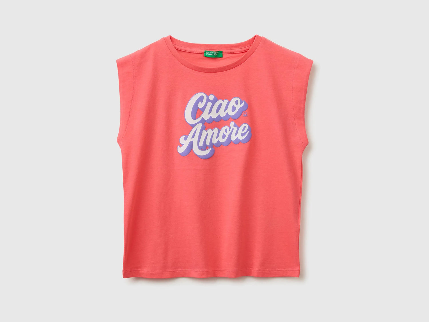 Benetton Pink Girls T-Shirt with a Puffy Effect SKU: 3I1XC10TX_35Q Image 01
