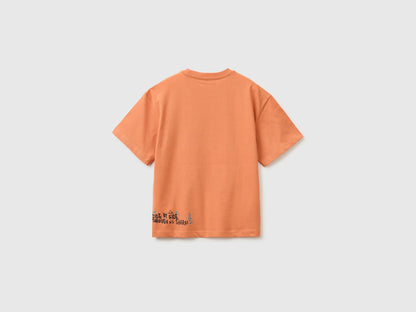 Benetton Orange Boys Oversized T-Shirt with Photographic Print SKU: 3I1XC10TY_0D1 Image 02