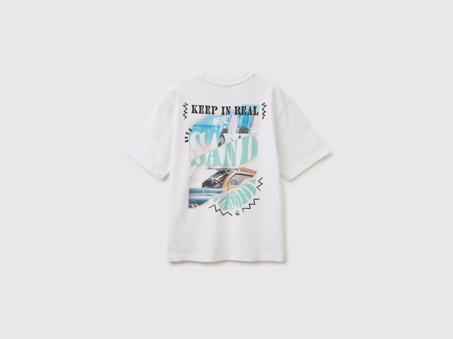Benetton White Boys Oversized T-Shirt with Photographic Print SKU: 3I1XC10TY_101 Image 02